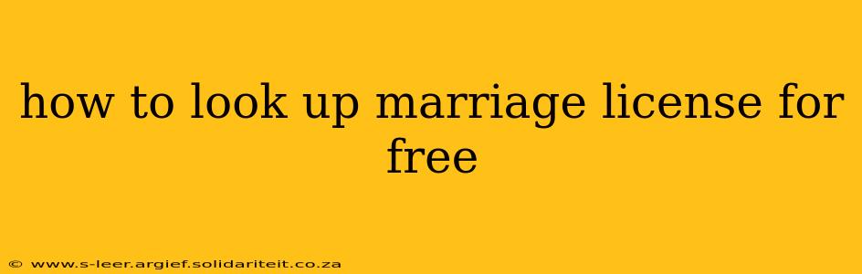 how to look up marriage license for free