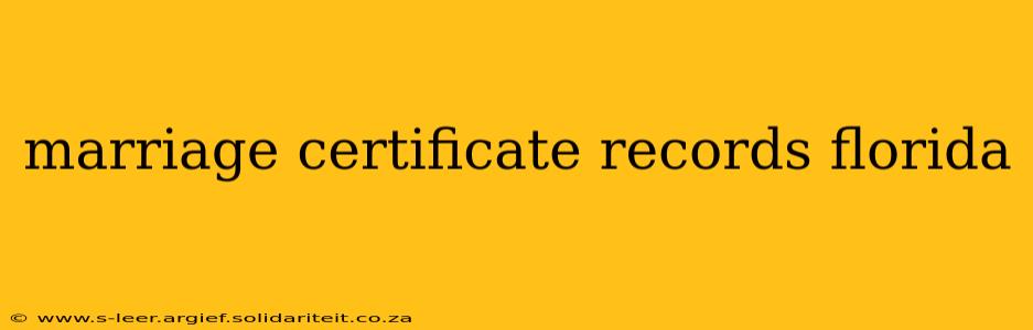 marriage certificate records florida