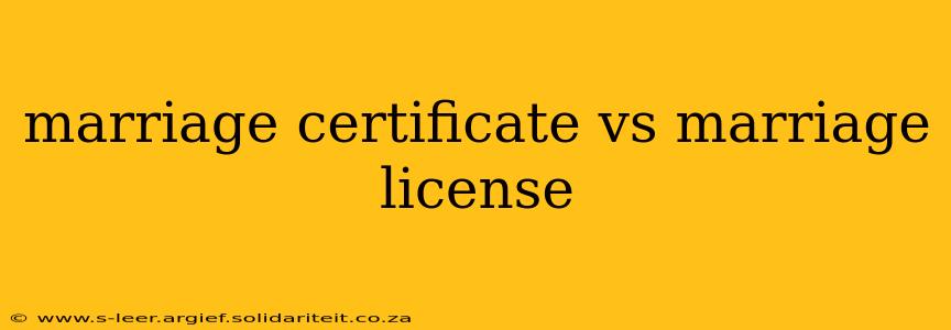 marriage certificate vs marriage license