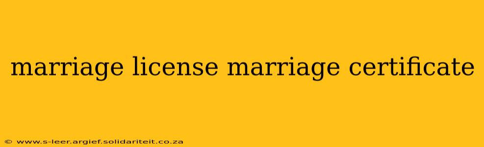 marriage license marriage certificate