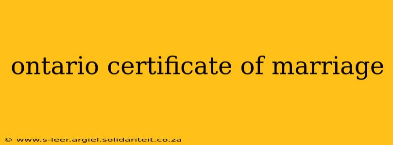 ontario certificate of marriage